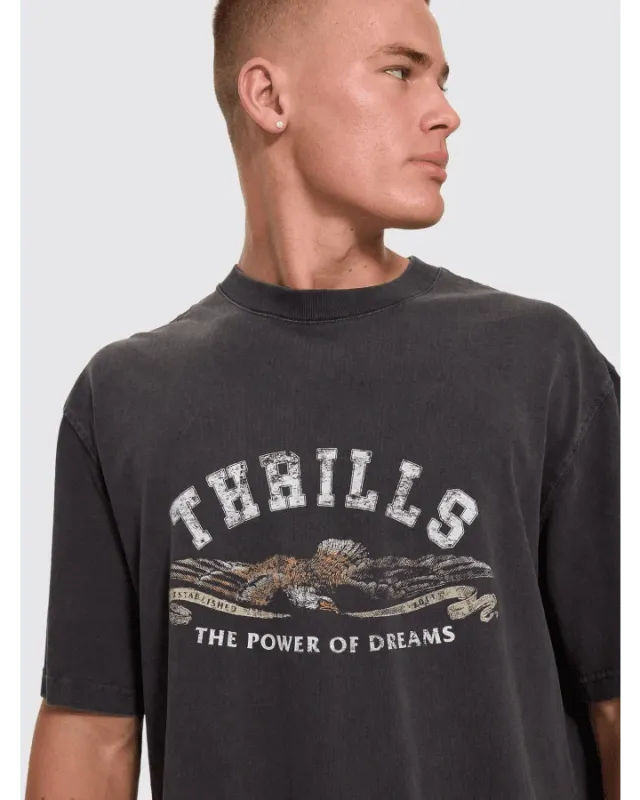THE POWER OF DREAMS OVERSIZE BOX CROP TEE-TEMPLE GREY