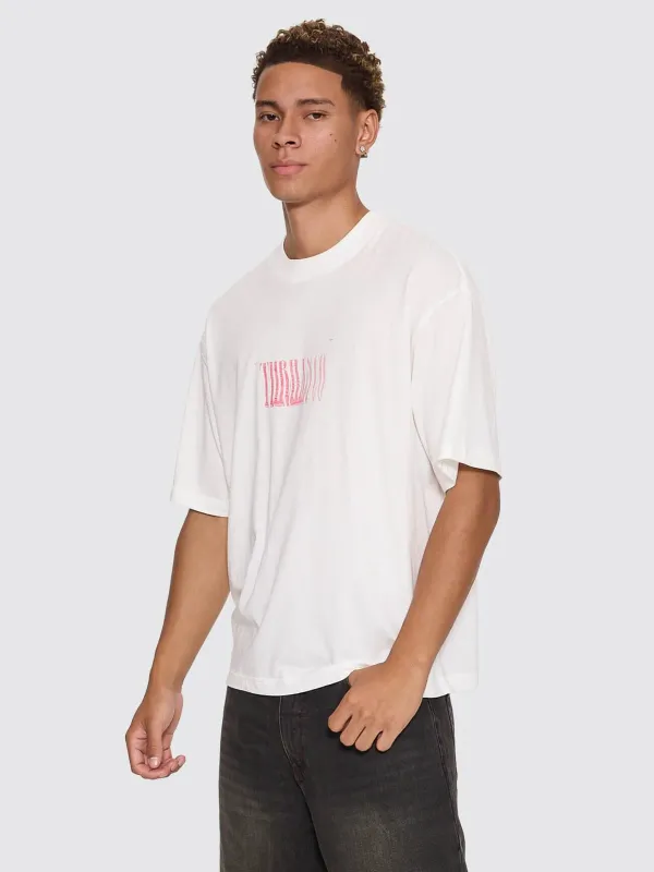 CHAOTIC INTERVENTIONS OVERSIZE BOX CROP TEE-DIRTY WHITE