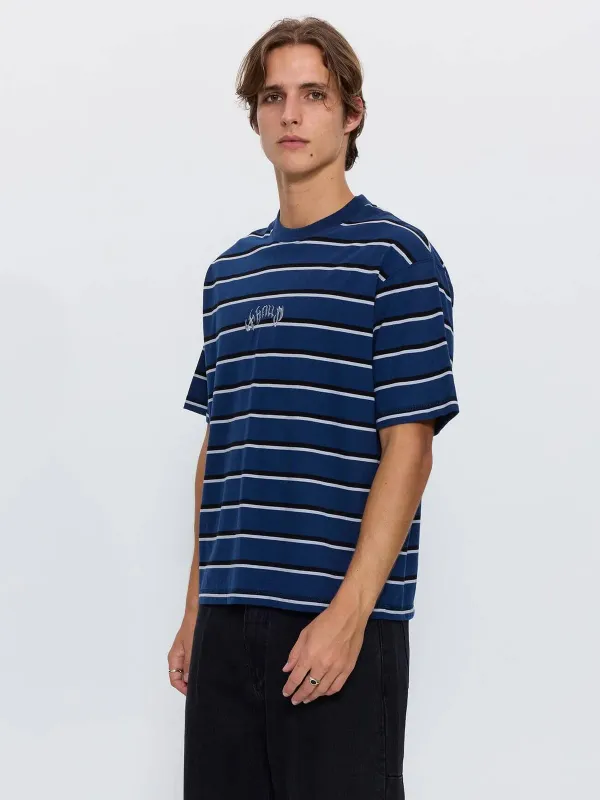 STAGGER BIG STRIPE OVERSIZE BOX CROP TEE-BACK
