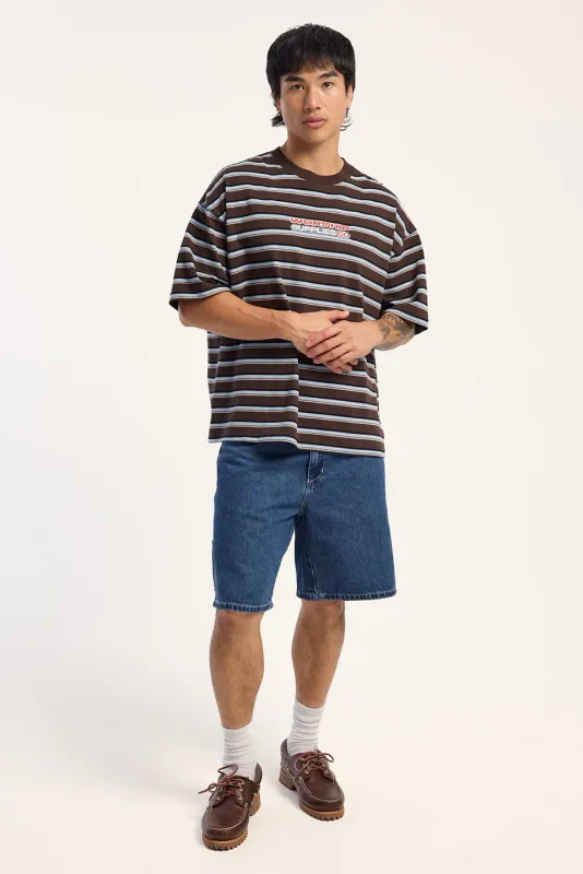 GLOBO STRIPE BOX CROP TEE-GANACHE STRIPE
