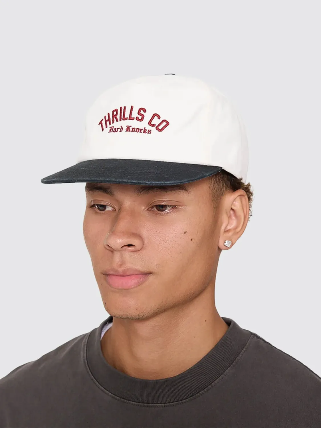 HARD KNOCKS COLLAGE 5 PANEL CAP-MARSHMALLOW