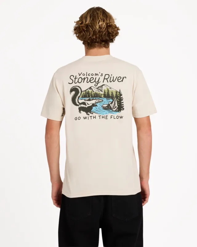 Mens Stoney River T-Shirt-Dirty White