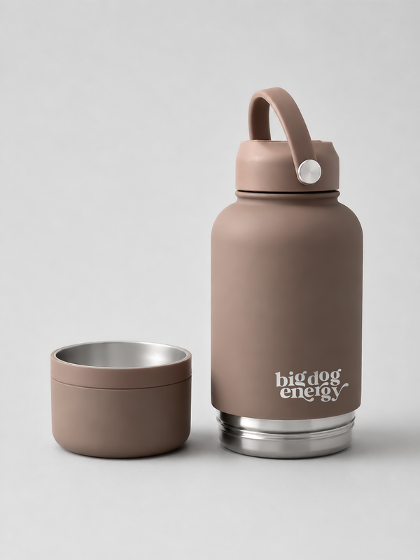 Drink Bottle With Detachable Bowl - Mocha
