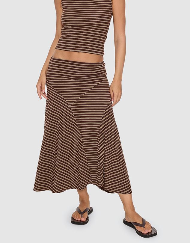 BEST OF LUCK SIENNA MIDI SKIRT-COCOA, Size: XS