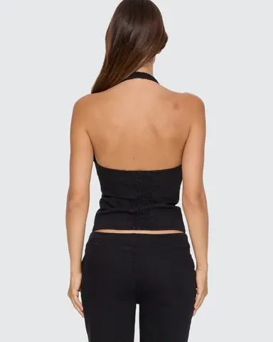 VIDA HALTER TOP-BLACK, Size: 6