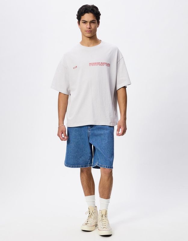 Data Point Box Crop Tee- Vapour Grey