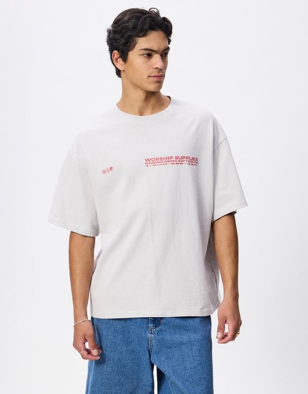 Data Point Box Crop Tee- Vapour Grey
