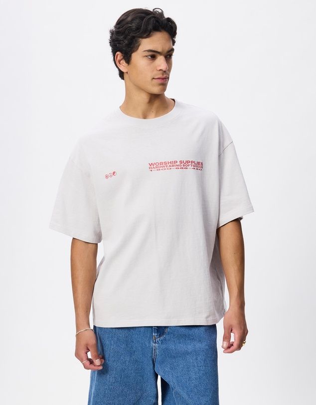 Data Point Box Crop Tee- Vapour Grey, Size: XS