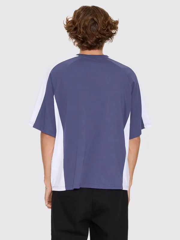 Line Stepper Box Crop Raglan Tee - Crown Blue