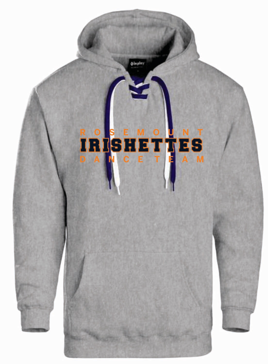 Heather Grey In Play Lace Up Hoodie with Applique and Embroidery
