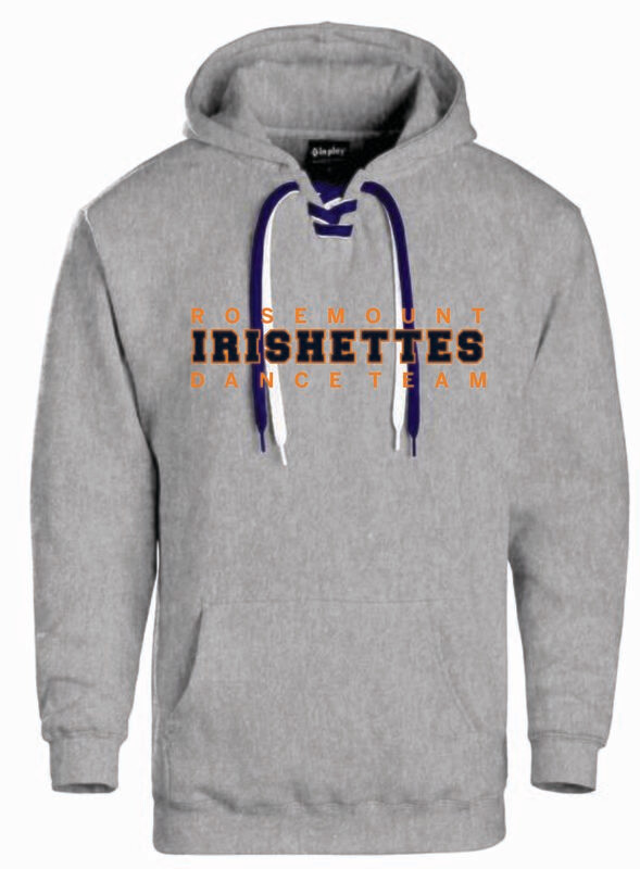 Heather Grey In Play Lace Up Hoodie with Applique and Embroidery