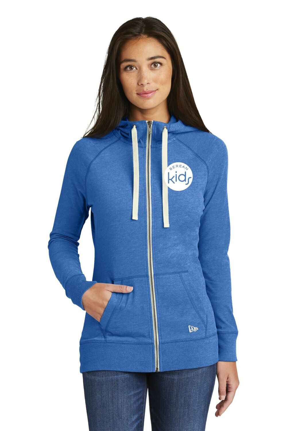 BereanKids NEA122/LNEA122 Sueded Cotton Blend Full Zip Hoodie in Royal Heather