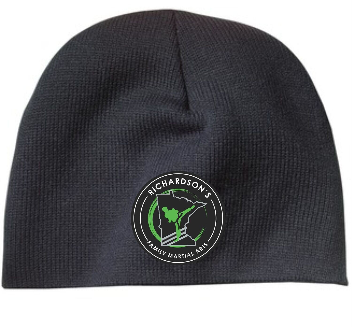 CP91 Black Beanie Cap with Domed Emblem