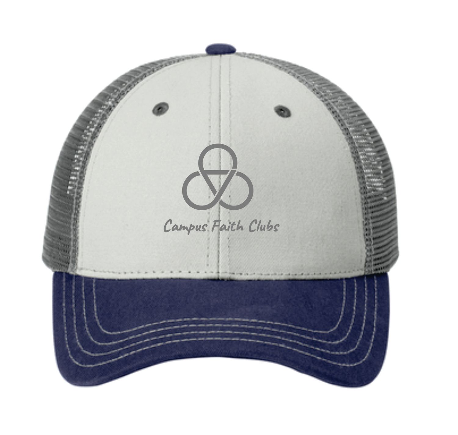 District DT616 Tri-Tone Cap, Chrome/New Navy/Charcoal