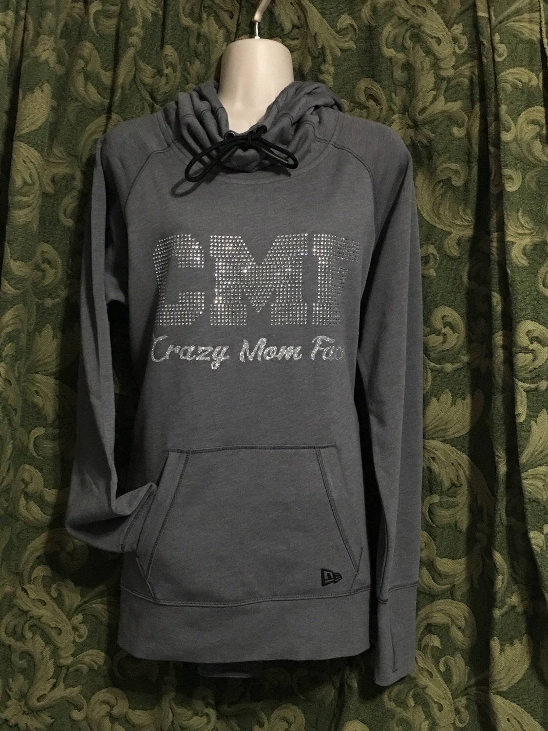 Crazy Mom Face Rhinestone and Glitter Hoodie