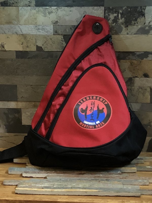 Port Authority Honeycomb Sling Pack, red/black with logo