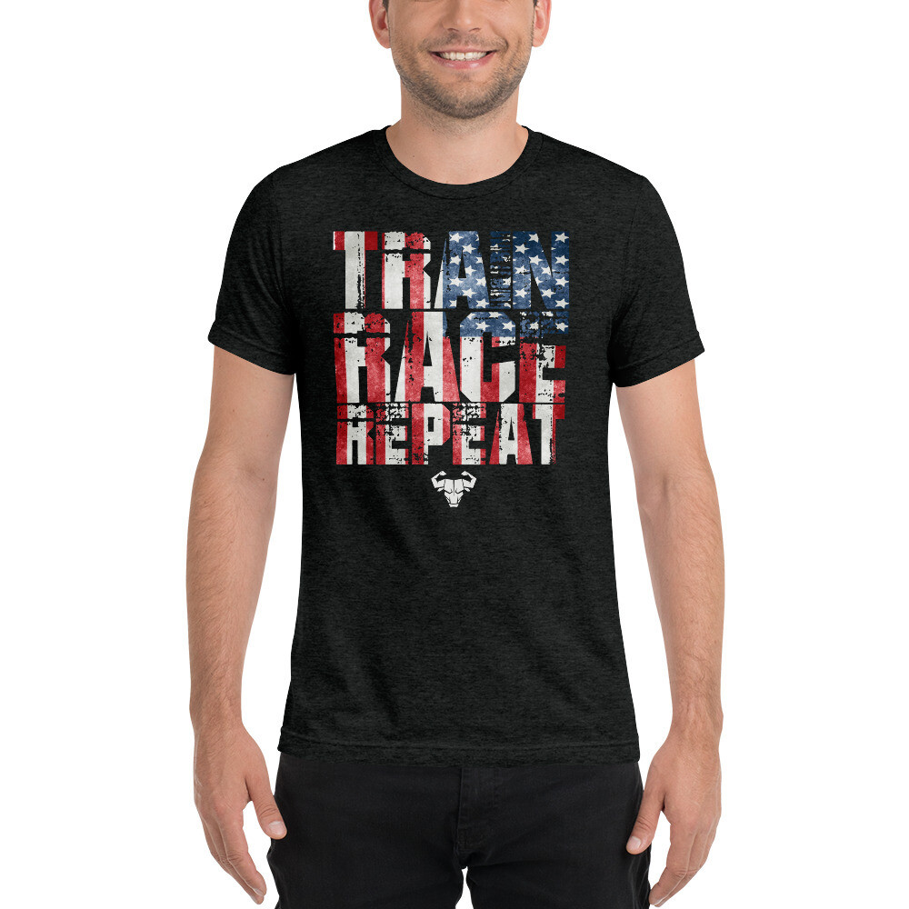 USA Train. Race. Repeat Tri-Blend Shirt