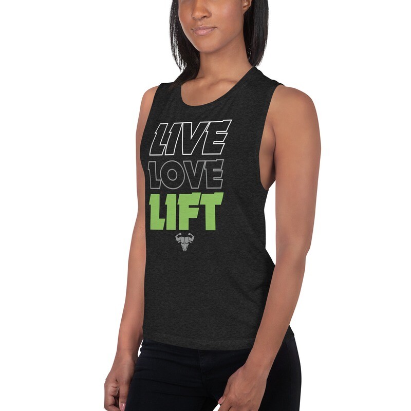 Live. Love. Lift. Green Ladies’ Muscle Tank