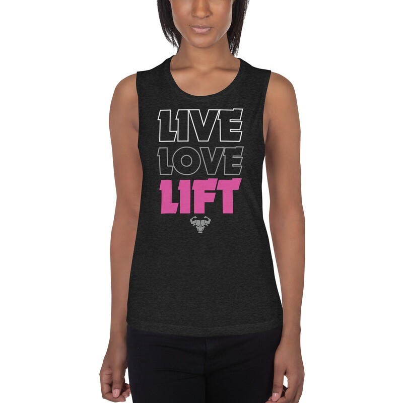 Live. Love. Lift. Pink Ladies’ Muscle Tank