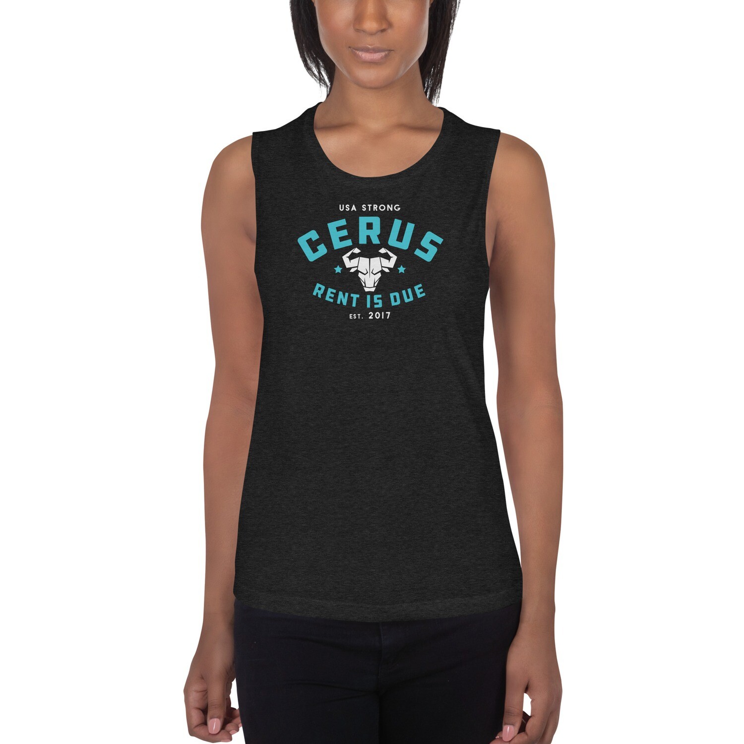 Rent is Due Teal Ladies’ Muscle Tank, Size: S