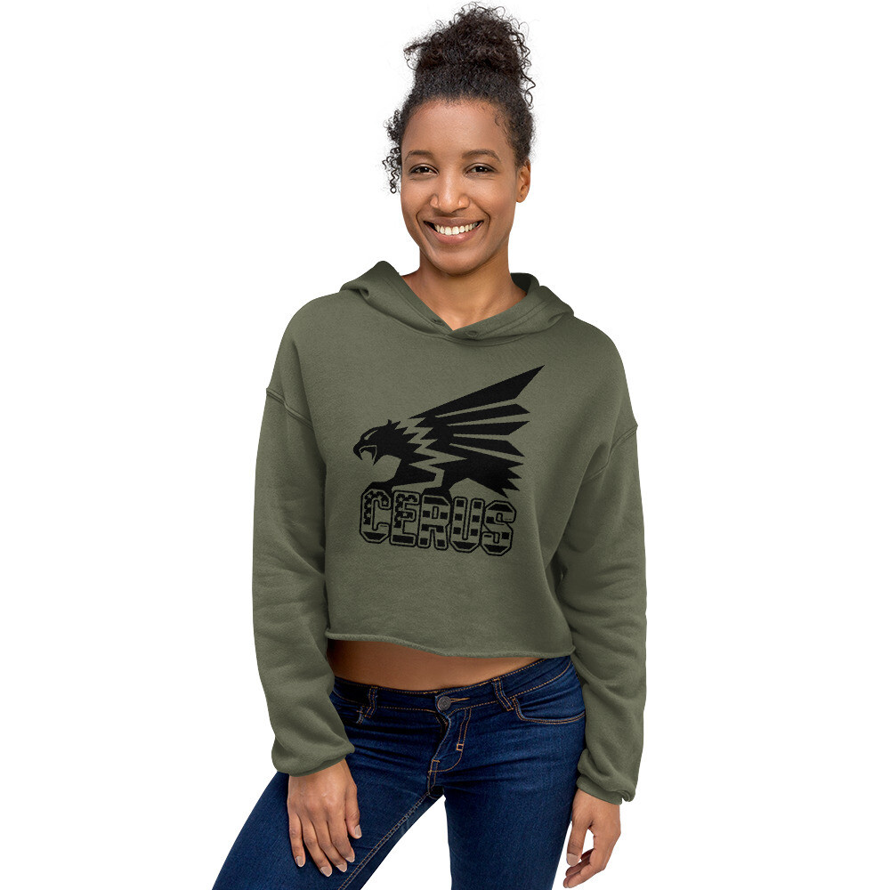 Cerus Rukbird Crop Hoodie, Color: Military Green, Size: S