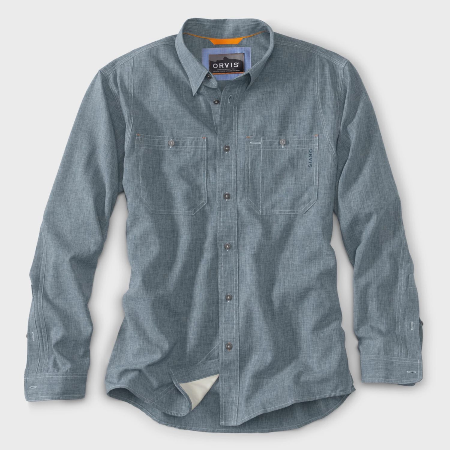 Tech Chambray Long-Sleeve Work Shirt, Color: Blue Chambray, Size: M