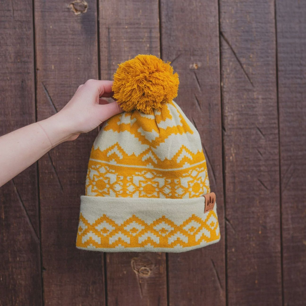 Snowflake Pattern Pom Beanie