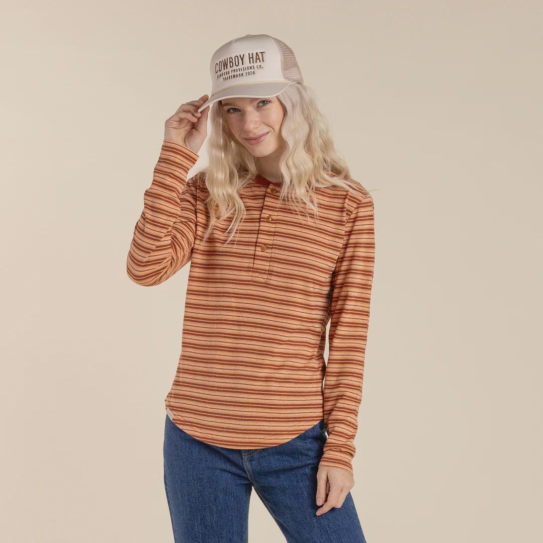 The Maven Henley, Color: Striped Pink, Size: S