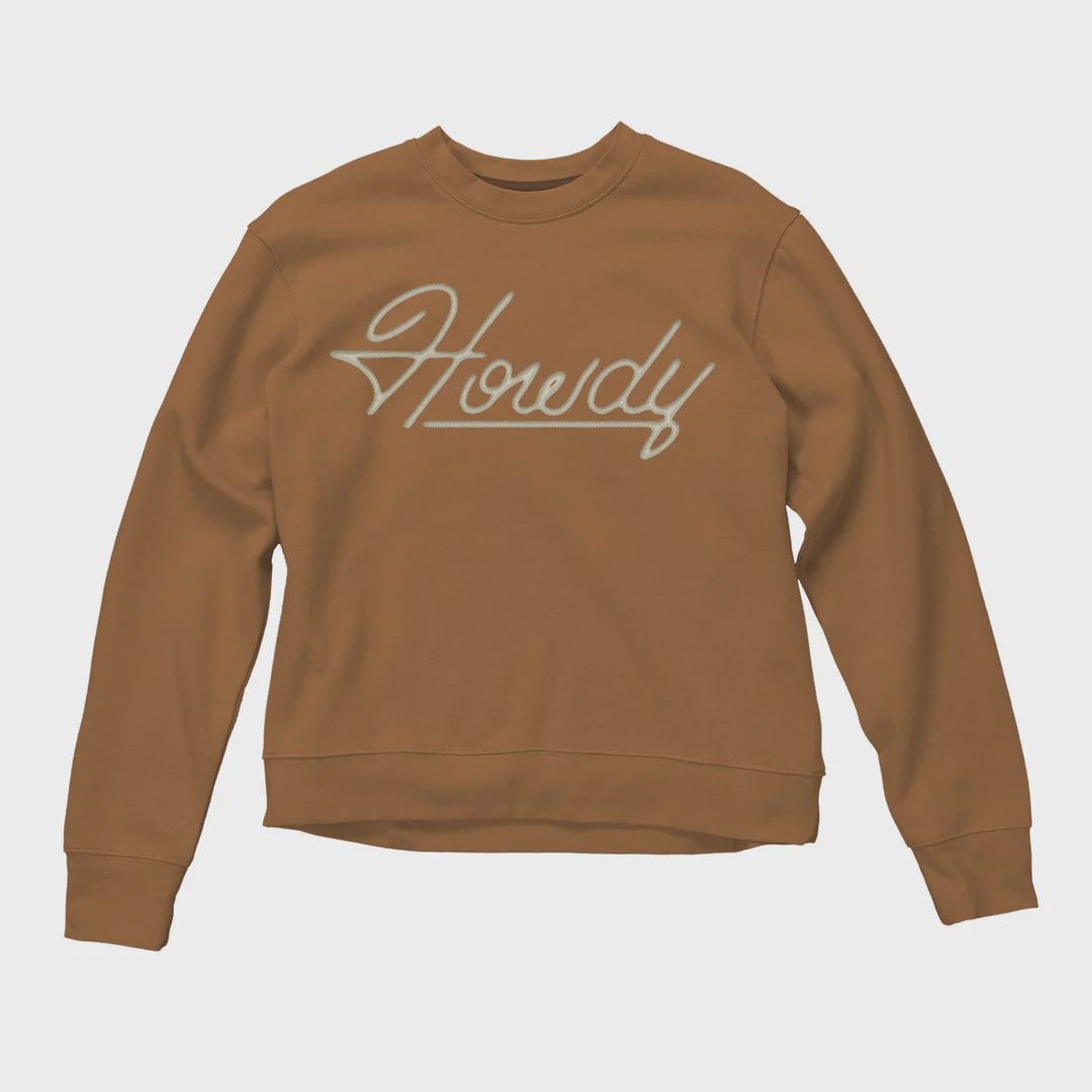 Howdy Drop Shoulder Sweatshirt, Color: Meerkat, Size: S