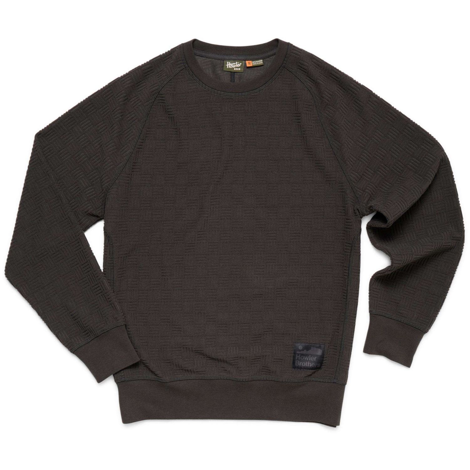 Eleos Fleece Crewneck, Color: Grids : Antique Black, Size: M
