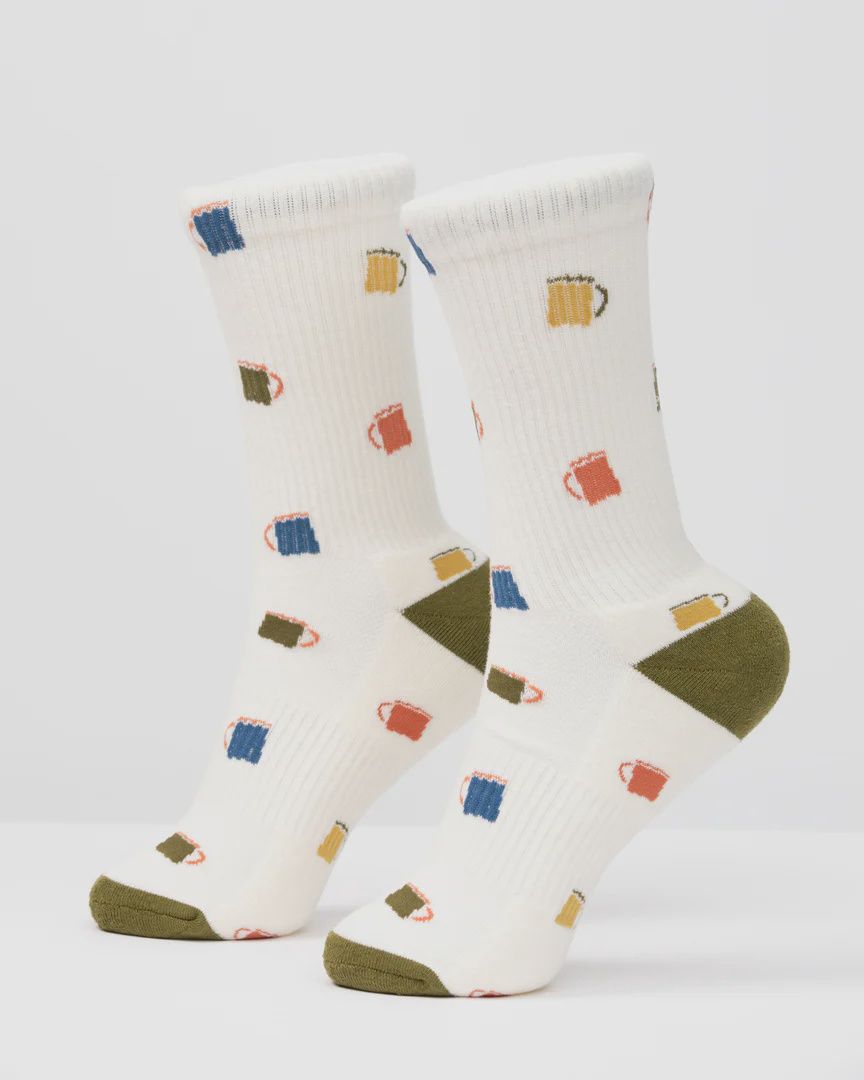 Camp Cup Pattern Sock, Color: Vint.Wht, Size: L/XL