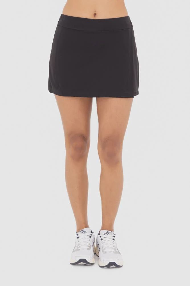 A-Line Side Slit Tennis Skort, Color: Black, Size: S