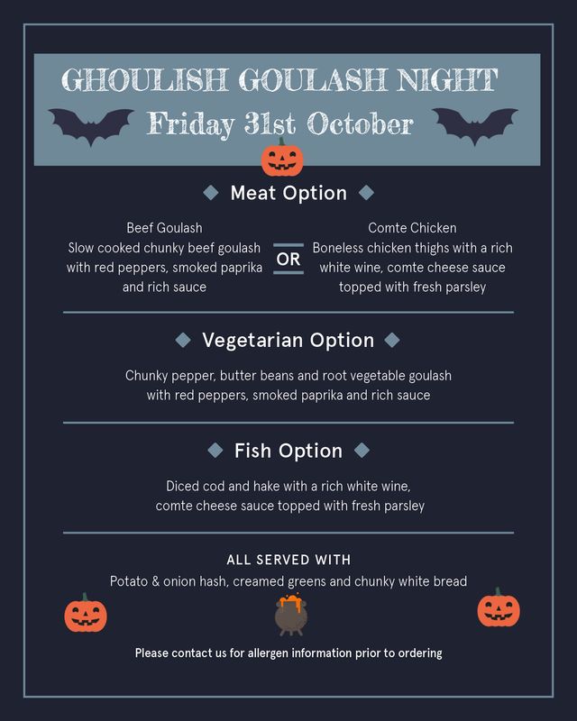 October 31st- Dublicious Delivers  -A Ghoulish Goulash Night