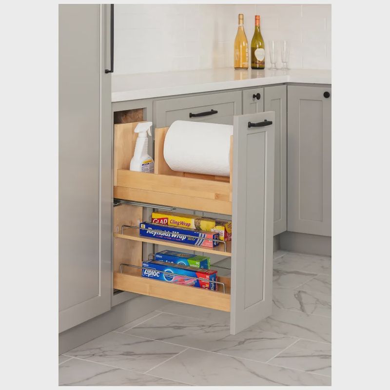 8&quot; &quot;No Wiggle&quot; Soft-close Paper Towel Base Pullout