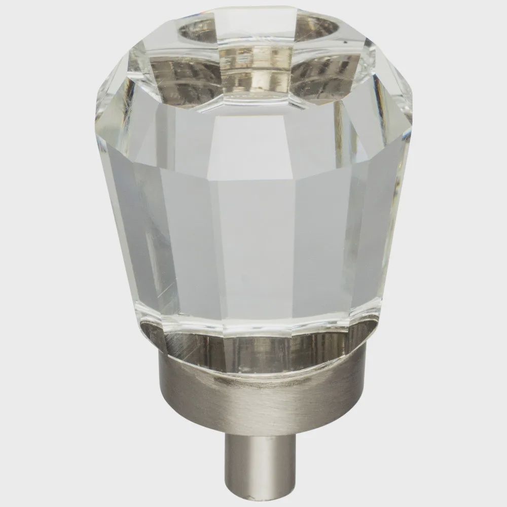 Harlow Faceted Glass Cabinet Knob, Finish: Satin Nickel, Size: 1&quot;