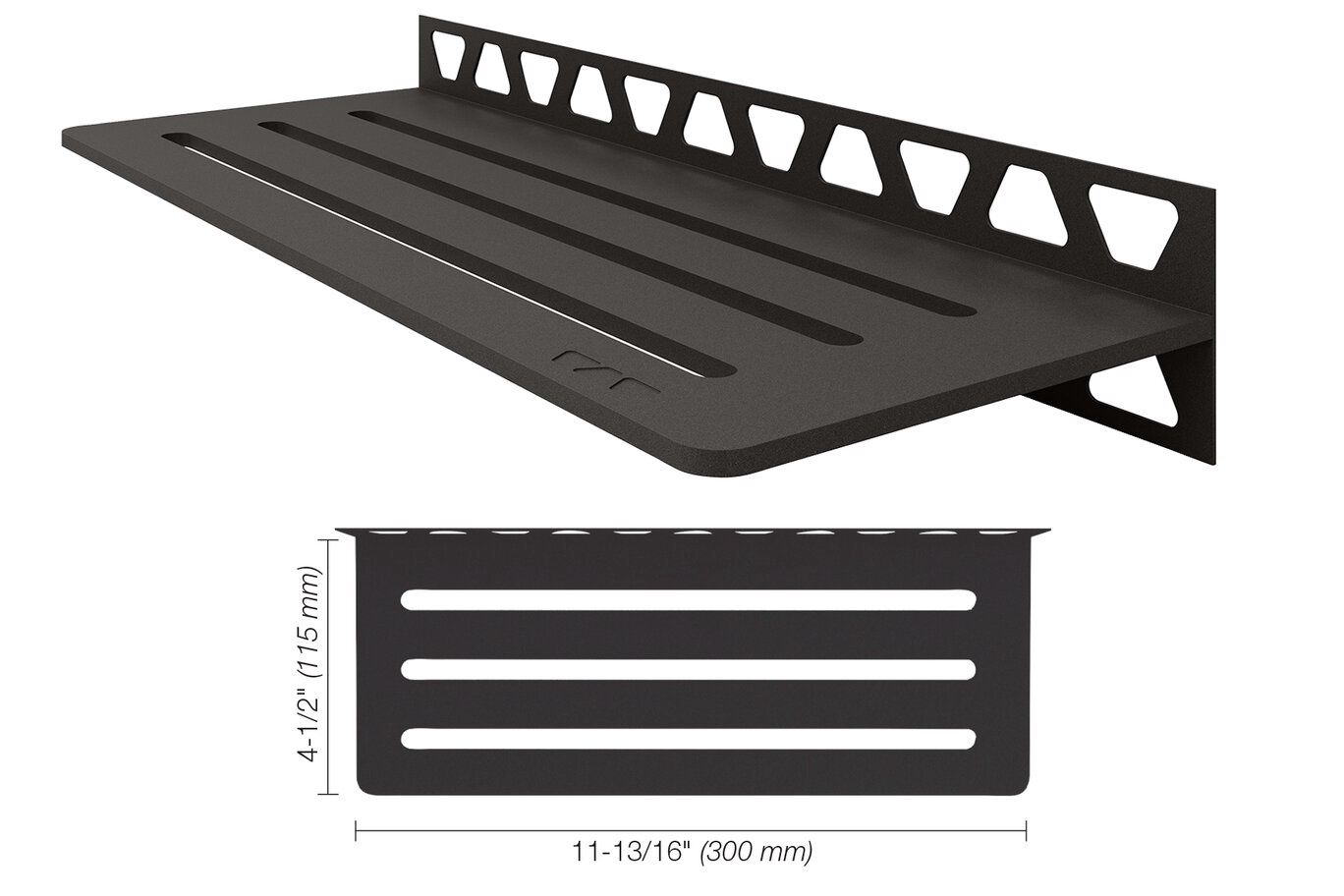 SHELF RECTANGULAR WALL, Color: Dark Anthracite, Shelf design: Wave
