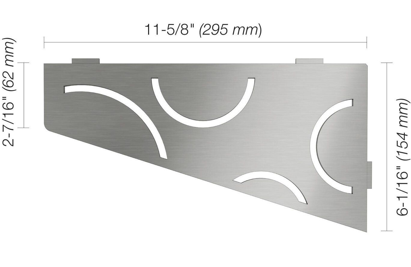 SHELF CORNER - E, Color: Brushed Stainless Steel, Shape: Quadrilat, Shelf design: Wave
