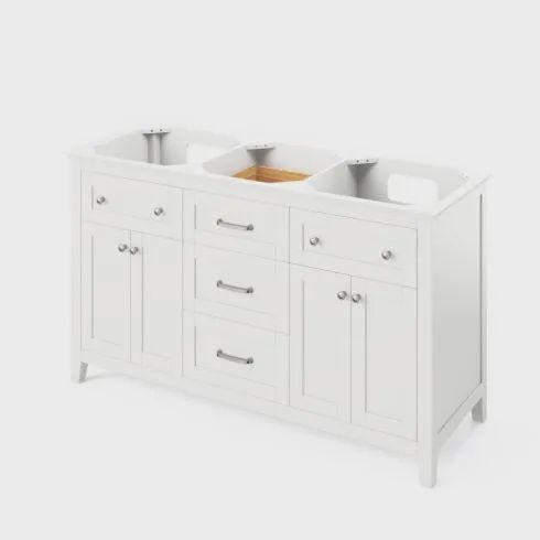 60&quot; Chatham Vanity, double bowl, Finish: White