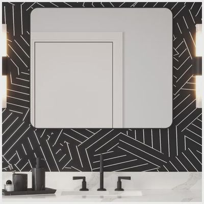 Rounded Rectangle Metal Frame Mirror