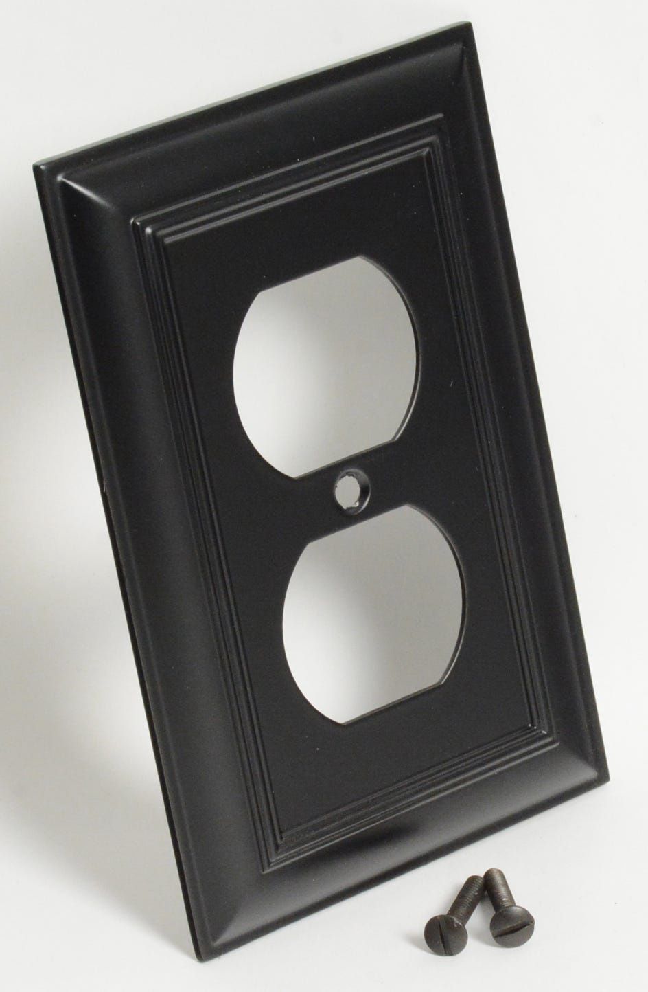 Black Impressions Wall Plates, Finish: Black, Type: Single Duplex