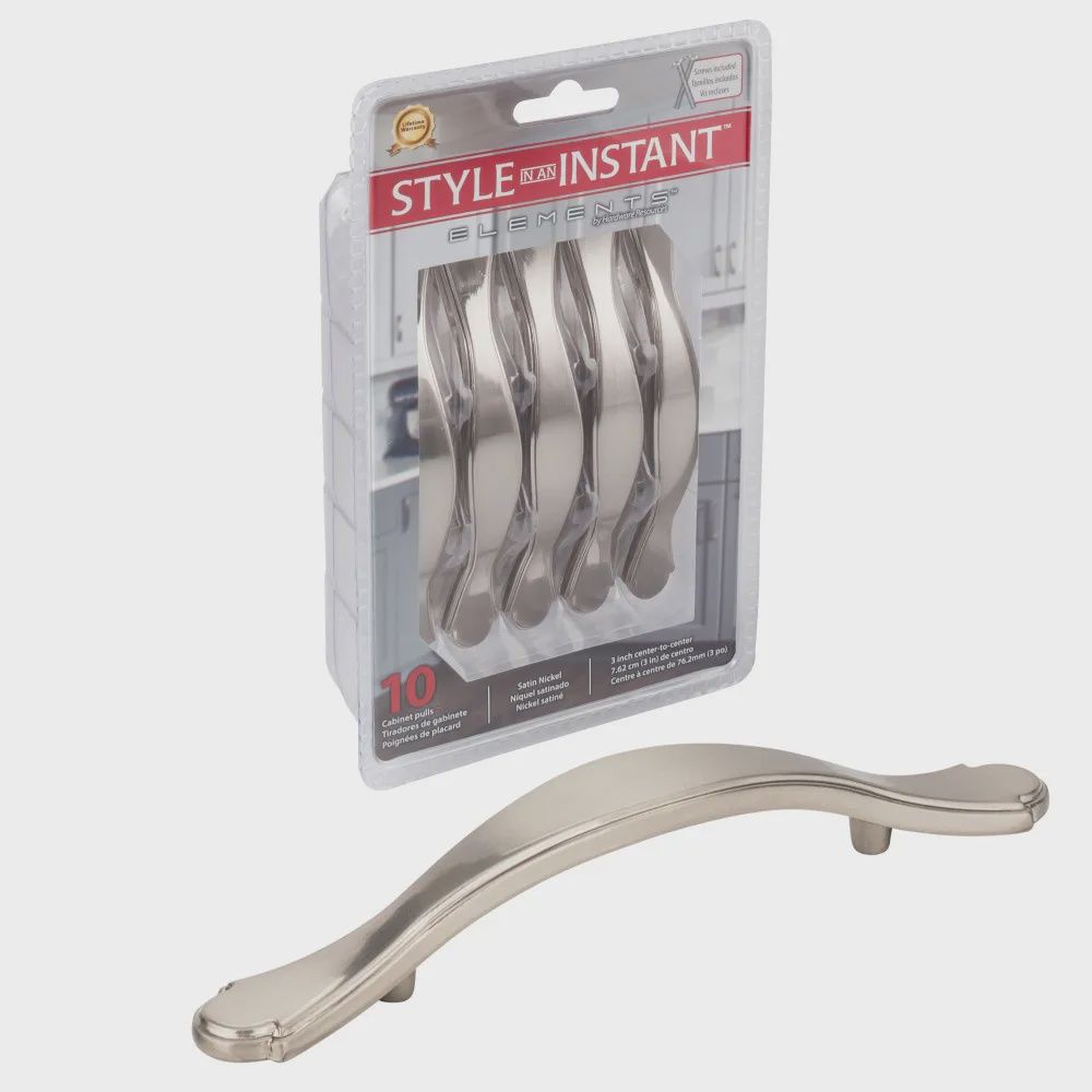 3&quot; Center-to-Center Gatsby Packaged Cabinet Pull, Finish: Satin Nickel