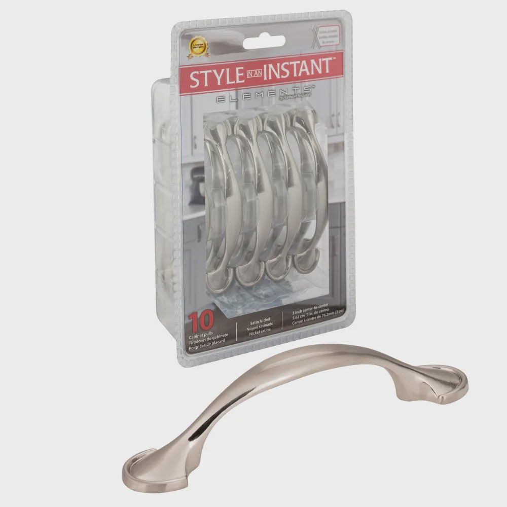 3&quot; Center-to-Center Watervale Packaged Cabinet Pull, Finish: Satin Nickel