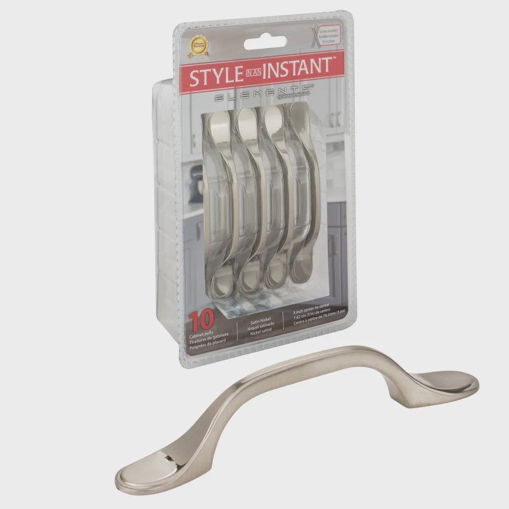 3&quot; Center-to-Center Kenner Packaged Cabinet Pull, Finish: Satin Nickel