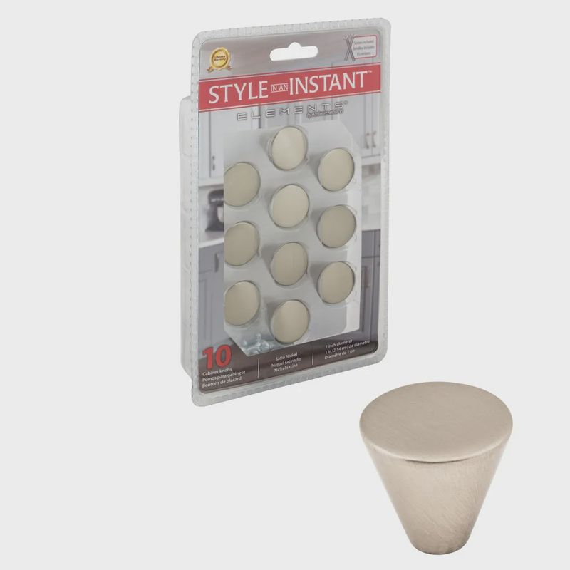 1&quot; Diameter Satin Nickel Conical Sedona Packaged Cabinet Knob