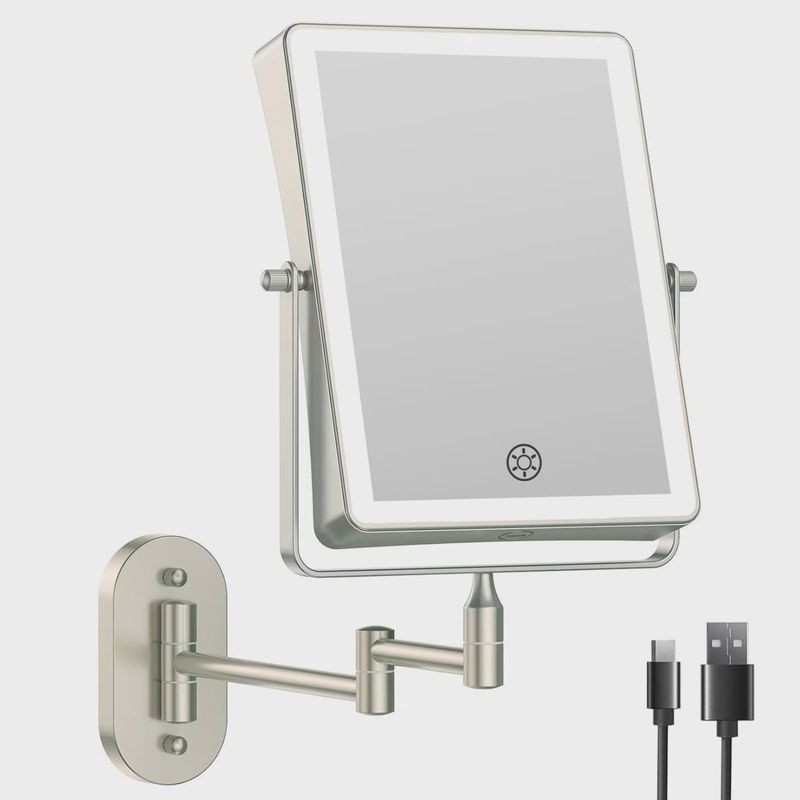 Rectangle LED Lighted Magnifying Wall Mounted Vanity Makeup Mirror