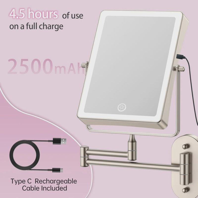 Rectangle LED Lighted Magnifying Wall Mounted Vanity Makeup Mirror