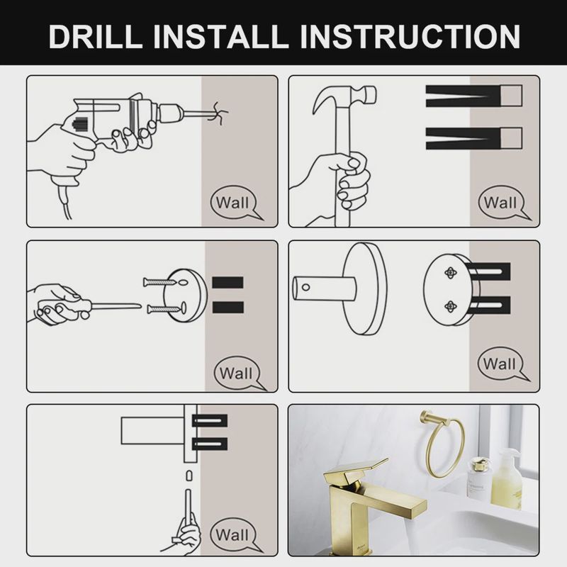 5 Piece Brushed Gold Bathroom Hardware Set