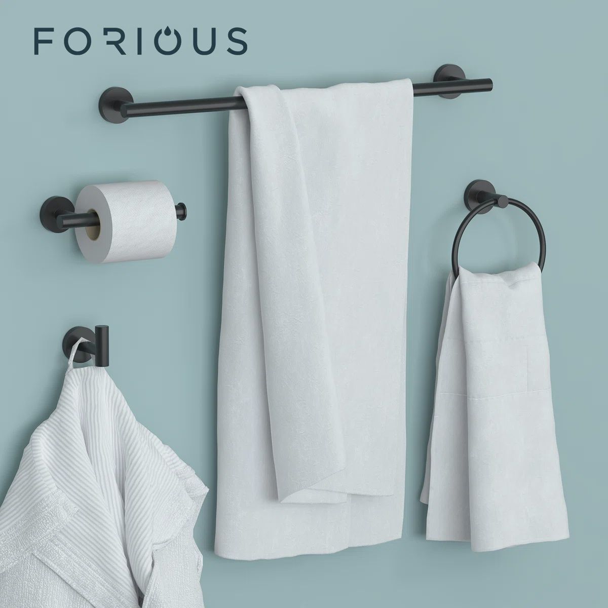 5 Piece Black Bathroom Hardware Set