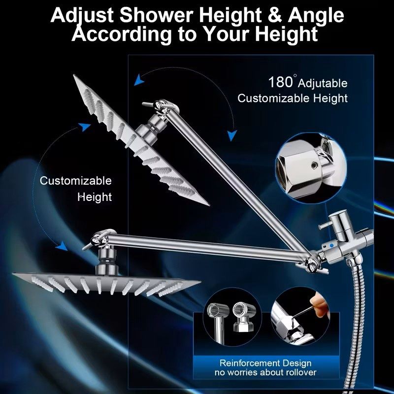 8/12&quot; High-Pressure Rainfall Shower Head &amp; Handheld Combo
