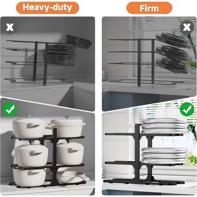 6-Tier Adjustable Pot &amp; Pan Lid Organizer – Black Metal